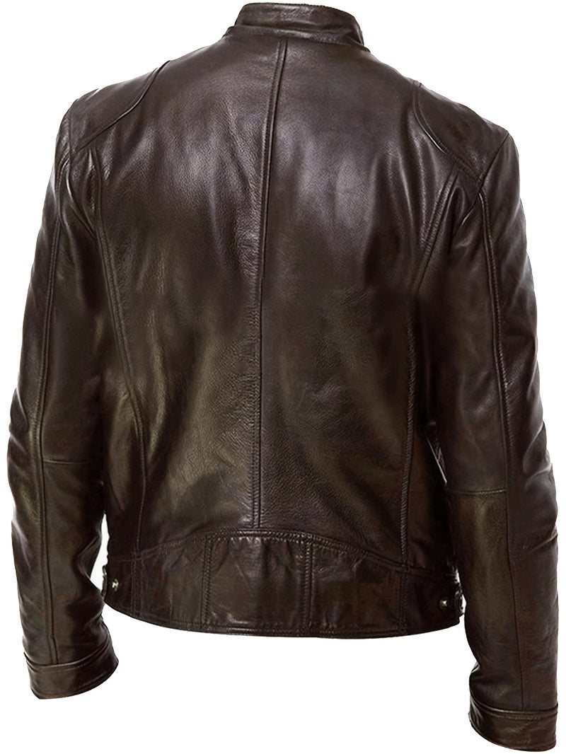 Men's Faux Leather Motorcycle Jacket  for Autumn and Winter