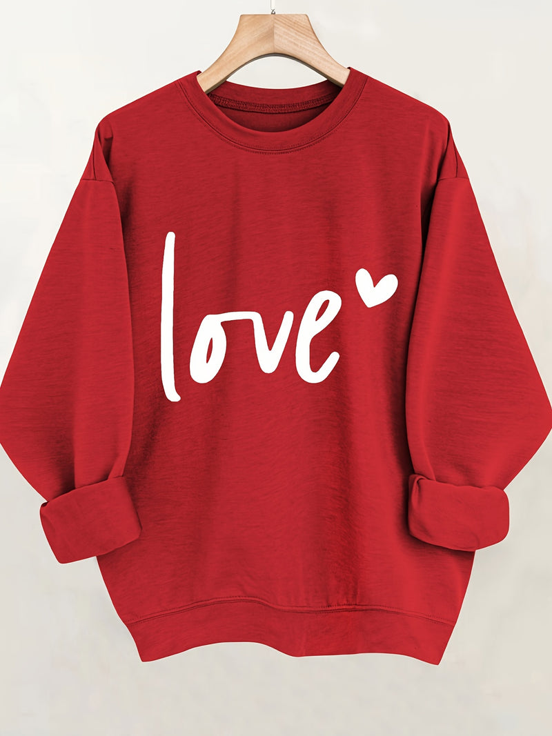 Love Valentine's Day Letter Print Pullover Sweatshirt