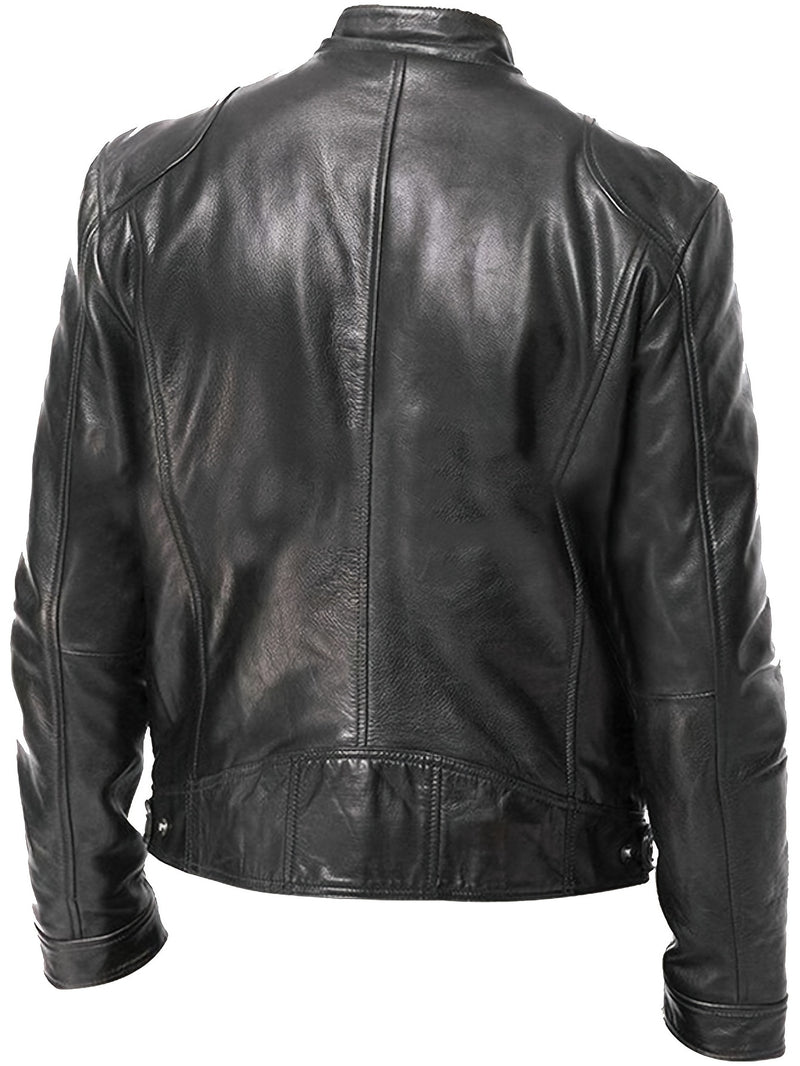 Men's Faux Leather Motorcycle Jacket  for Autumn and Winter