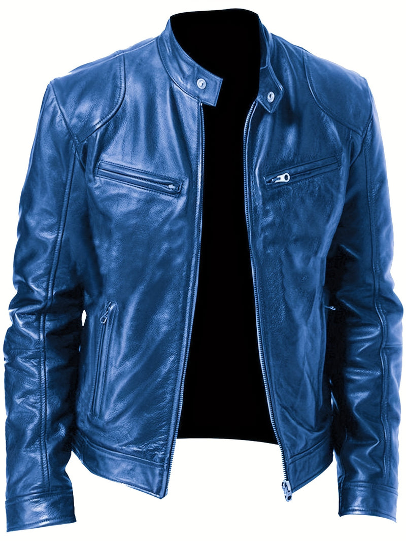 Men's Faux Leather Motorcycle Jacket  for Autumn and Winter