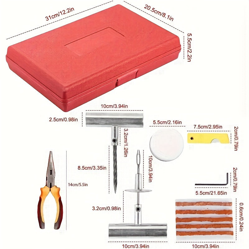 Tire Blowout Repair Tool Kit ,Tire Blowout and Flat Plug Repair Kits 57 PCS