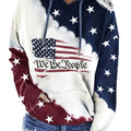 American Flag Print Drawstring Hoodie