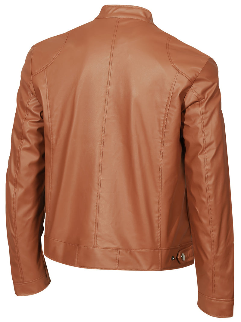 Men's Faux Leather Motorcycle Jacket  for Autumn and Winter