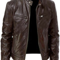 Men's Faux Leather Motorcycle Jacket  for Autumn and Winter