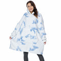 Oversized Hoodie Blanket With Sleeves Sweatshirt Plaid Winter Fleece For Women