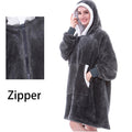 Oversized Hoodie Blanket With Sleeves Sweatshirt Plaid Winter Fleece For Women