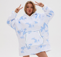 Oversized Hoodie Blanket With Sleeves Sweatshirt Plaid Winter Fleece For Women