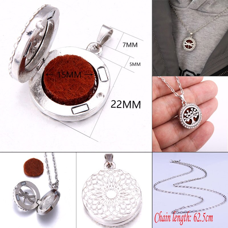 10 styles Aroma locket Necklace Magnetic Stainless Steel Aromatherapy Essential Oil Diffuser Perfume  Locket Pendant Jewelry