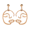 2019 Korean Fashion Jewelry Gold Color Alloy Face Dangle Earrings