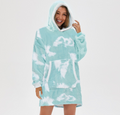 Oversized Hoodie Blanket With Sleeves Sweatshirt Plaid Winter Fleece For Women