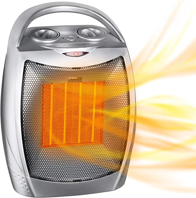 Portable Electric Space Heater with Thermostat 1500W/750W Safe and Quiet Ceramic Hearte