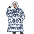 Oversized Hoodie Blanket With Sleeves Sweatshirt Plaid Winter Fleece For Women