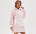 Oversized Hoodie Blanket With Sleeves Sweatshirt Plaid Winter Fleece For Women