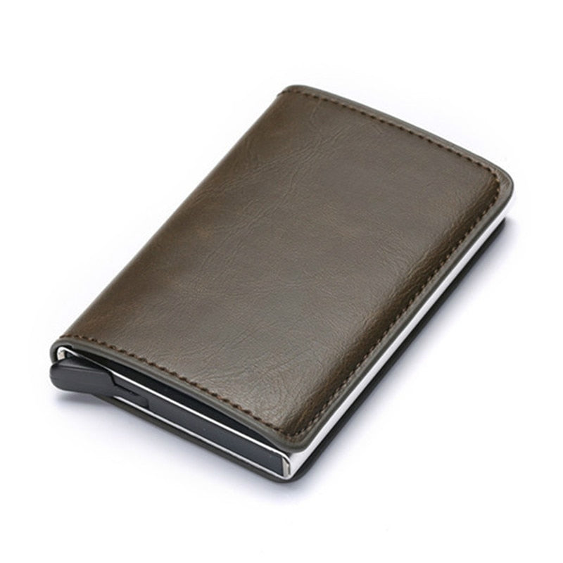 Wallet Men Women RFID  Aluminum Bank Cardholder Case Vintage Leather