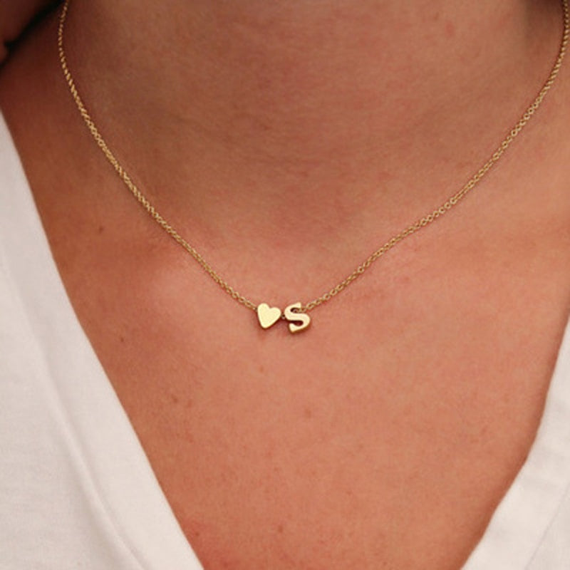 Premium Initial Necklace Gold Silver Color Letter Name Choker