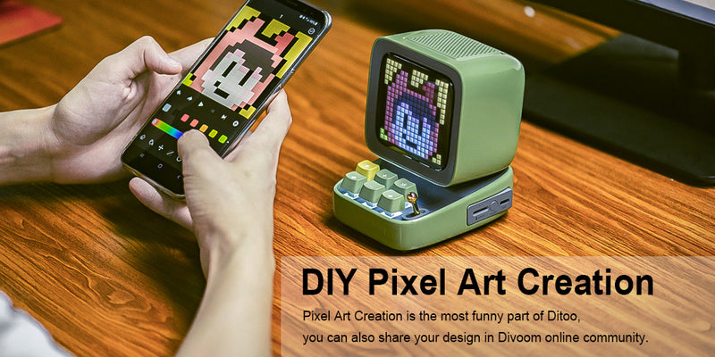 Divoom Ditoo Retro Pixel Art Game Bluetooth Speaker with 16X16 LED App Controlled Front Screen