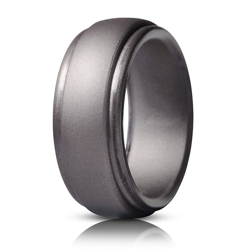 MEN'S POLISHED STEP EDGE SILICONE RING