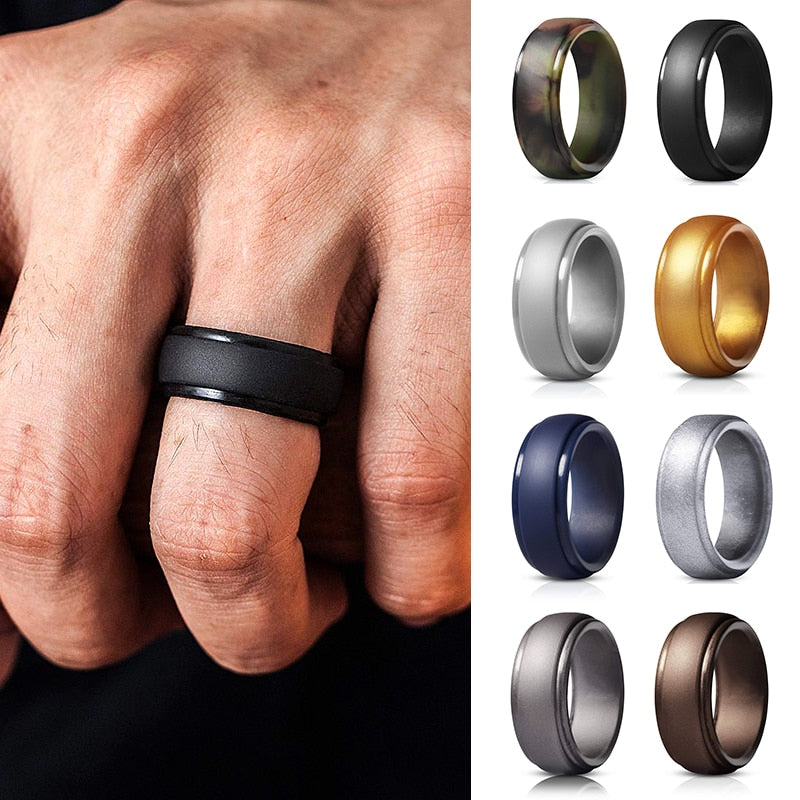 MEN'S POLISHED STEP EDGE SILICONE RING