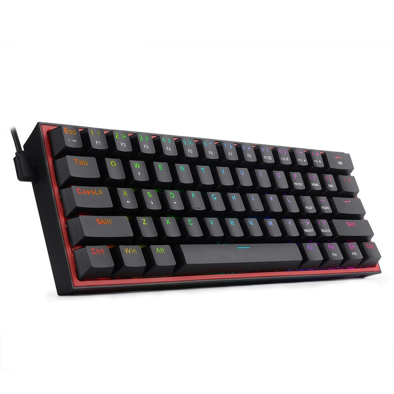 REDRAGON Fizz K617 RGB USB Mini Mechanical Gaming Keyboard Red Switch 61 Keys Wired detachable cable, portable for travel