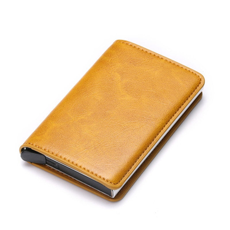 Wallet Men Women RFID  Aluminum Bank Cardholder Case Vintage Leather