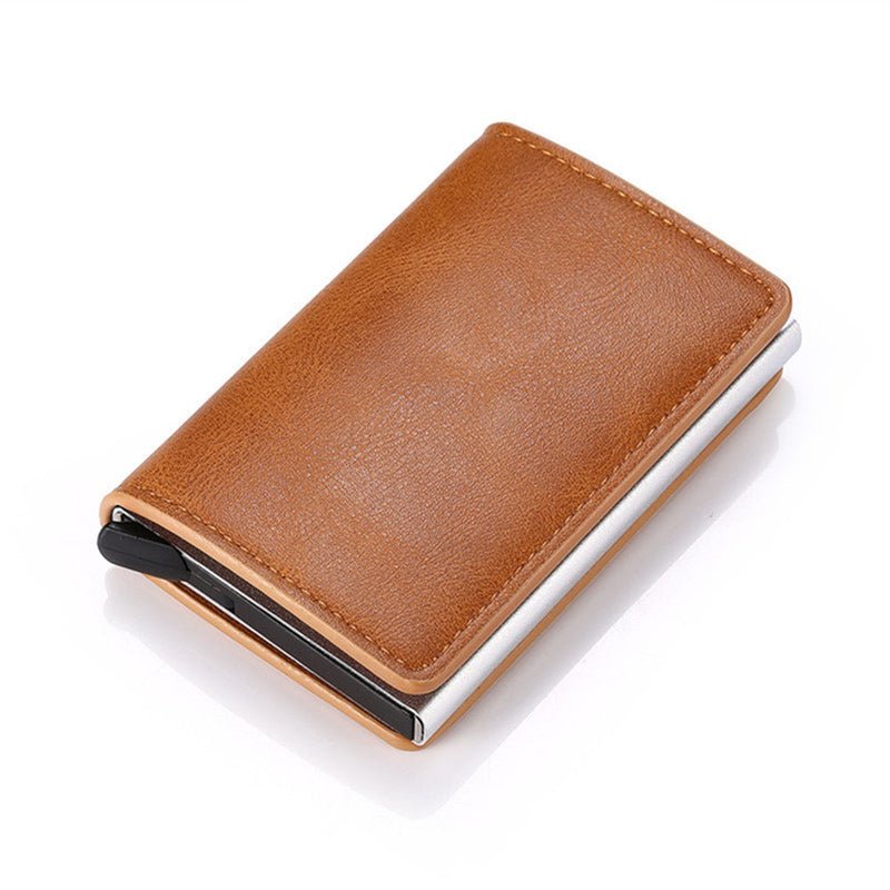 Wallet Men Women RFID  Aluminum Bank Cardholder Case Vintage Leather