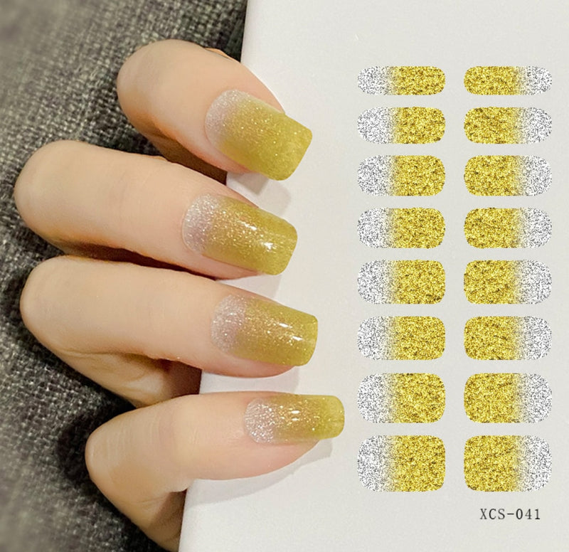 16 Sheets Nail Stickers Glitter Gradient Color Shine