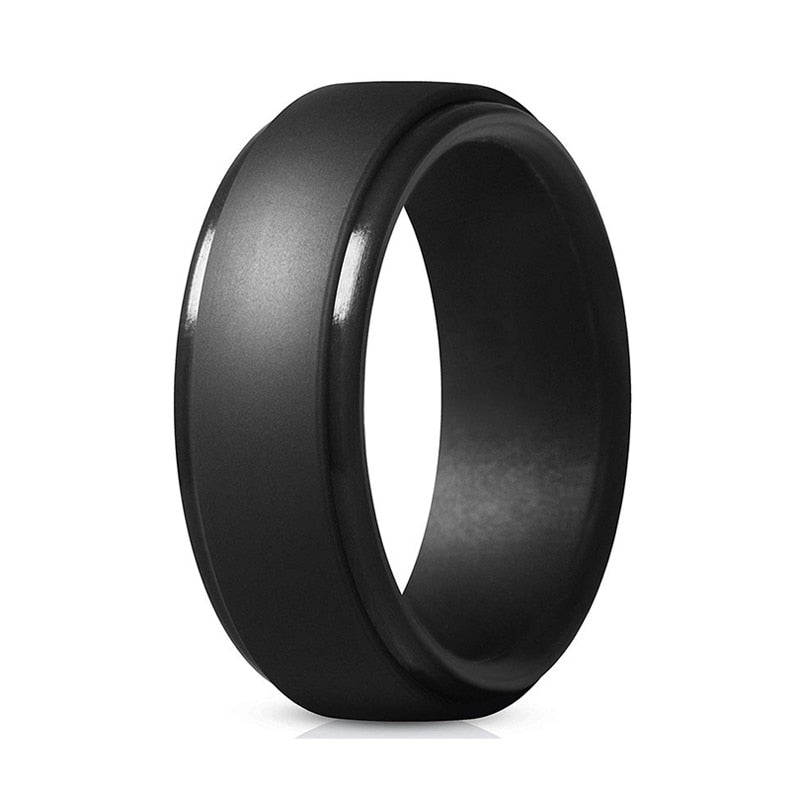 MEN'S POLISHED STEP EDGE SILICONE RING