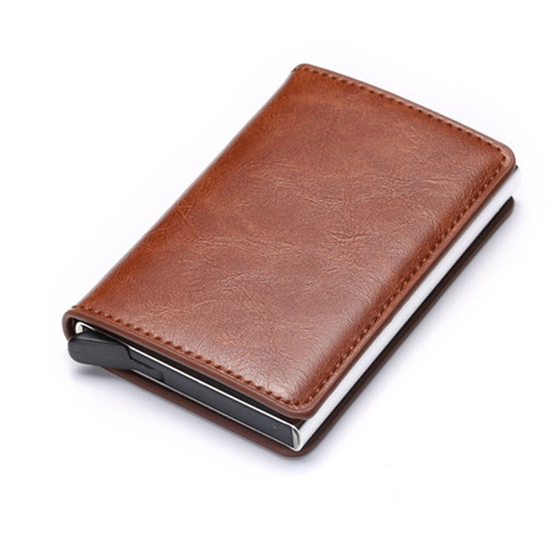 Wallet Men Women RFID  Aluminum Bank Cardholder Case Vintage Leather