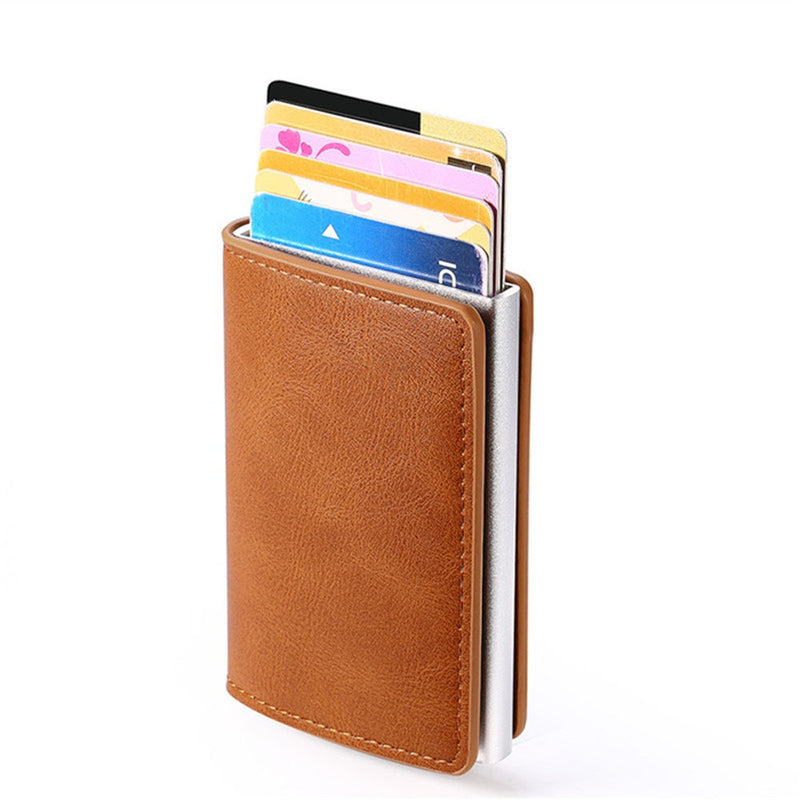 Wallet Men Women RFID  Aluminum Bank Cardholder Case Vintage Leather