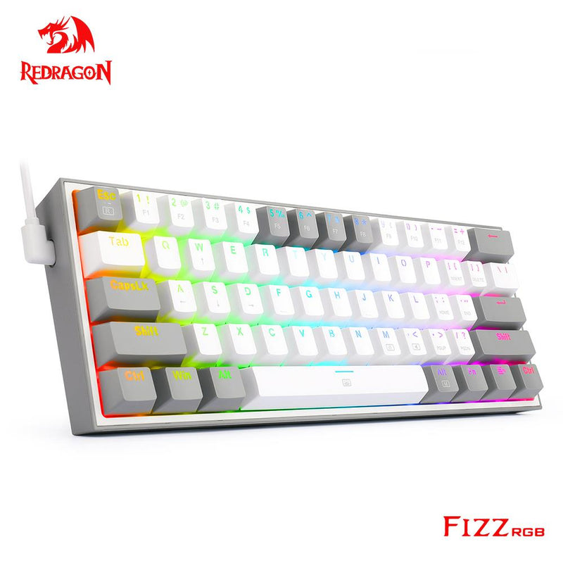 REDRAGON Fizz K617 RGB USB Mini Mechanical Gaming Keyboard Red Switch 61 Keys Wired detachable cable, portable for travel