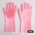 1Pair Dishwashing Cleaning Gloves Silicone Rubber Sponge Glove Household Scrubber