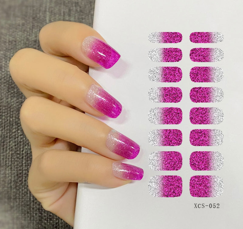 16 Sheets Nail Stickers Glitter Gradient Color Shine