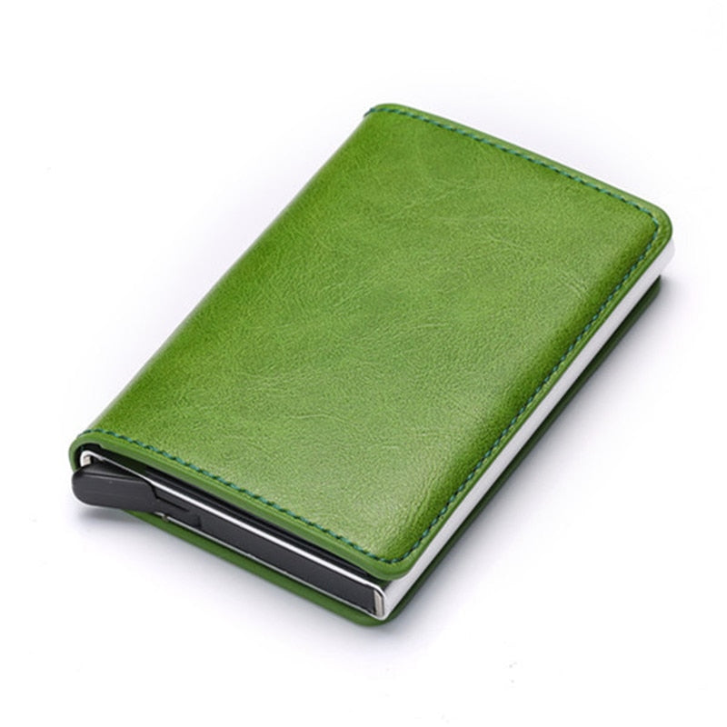 Wallet Men Women RFID  Aluminum Bank Cardholder Case Vintage Leather