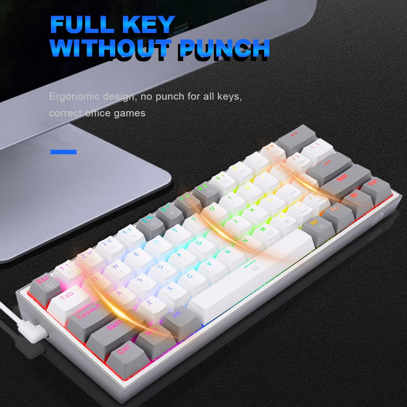 REDRAGON Fizz K617 RGB USB Mini Mechanical Gaming Keyboard Red Switch 61 Keys Wired detachable cable, portable for travel