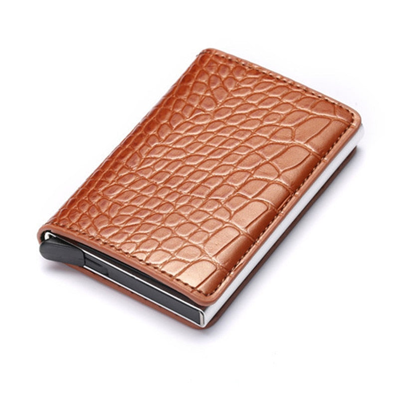 Wallet Men Women RFID  Aluminum Bank Cardholder Case Vintage Leather