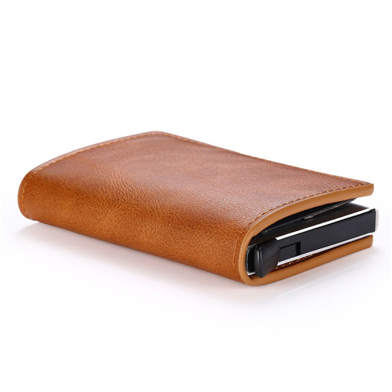 Wallet Men Women RFID  Aluminum Bank Cardholder Case Vintage Leather