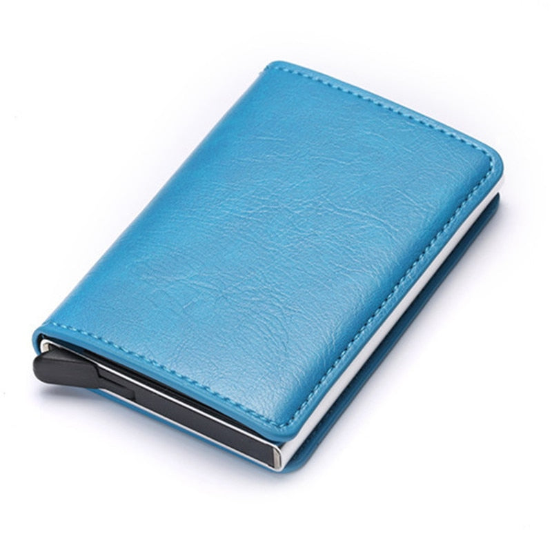 Wallet Men Women RFID  Aluminum Bank Cardholder Case Vintage Leather