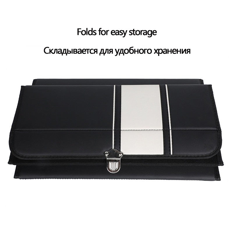 Hight Quality Auto Storage Box Large Capacity Foldable Organize Box Accessories Car Inner Leather Car Organizer Waterproof Black