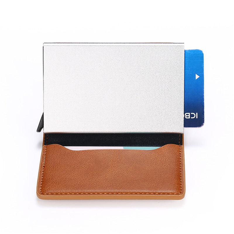 Wallet Men Women RFID  Aluminum Bank Cardholder Case Vintage Leather