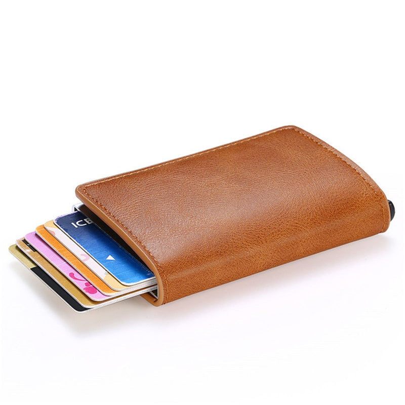 Wallet Men Women RFID  Aluminum Bank Cardholder Case Vintage Leather