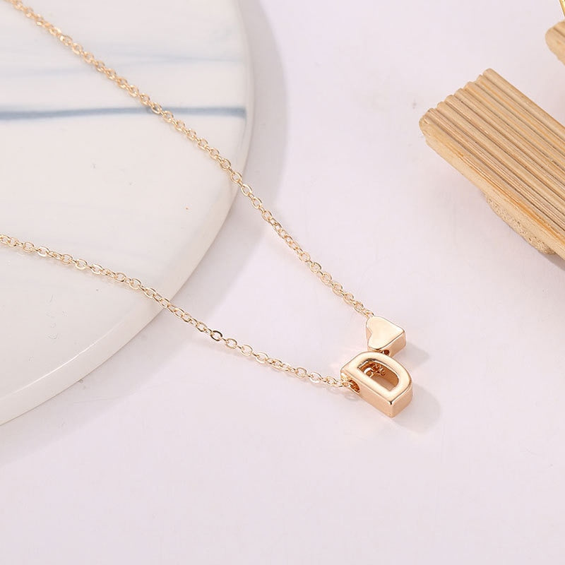 Premium Initial Necklace Gold Silver Color Letter Name Choker