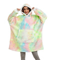 Oversized Hoodie Blanket With Sleeves Sweatshirt Plaid Winter Fleece For Women