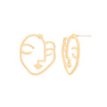 2019 Korean Fashion Jewelry Gold Color Alloy Face Dangle Earrings