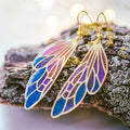 Temperament Fairy Long Earrings Butterfly Wings Drop Earrings Dreamy Gradient Color Asymmetric Earrings Romantic Bridal Jewelry