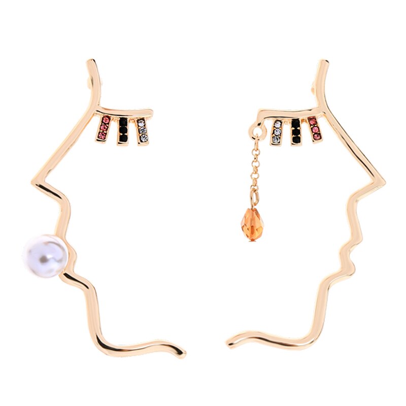 2019 Korean Fashion Jewelry Gold Color Alloy Face Dangle Earrings