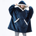 Oversized Hoodie Blanket With Sleeves Sweatshirt Plaid Winter Fleece For Women