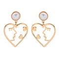 2019 Korean Fashion Jewelry Gold Color Alloy Face Dangle Earrings