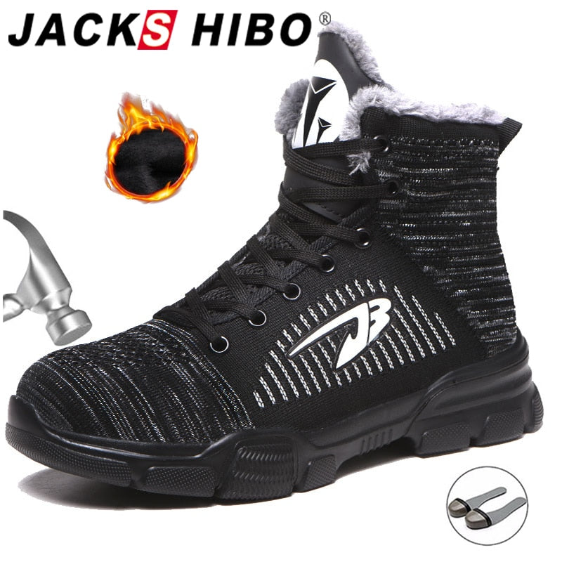 JACKSHIBO Winter Men Safety Work Boots Shoes