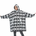 Oversized Hoodie Blanket With Sleeves Sweatshirt Plaid Winter Fleece For Women