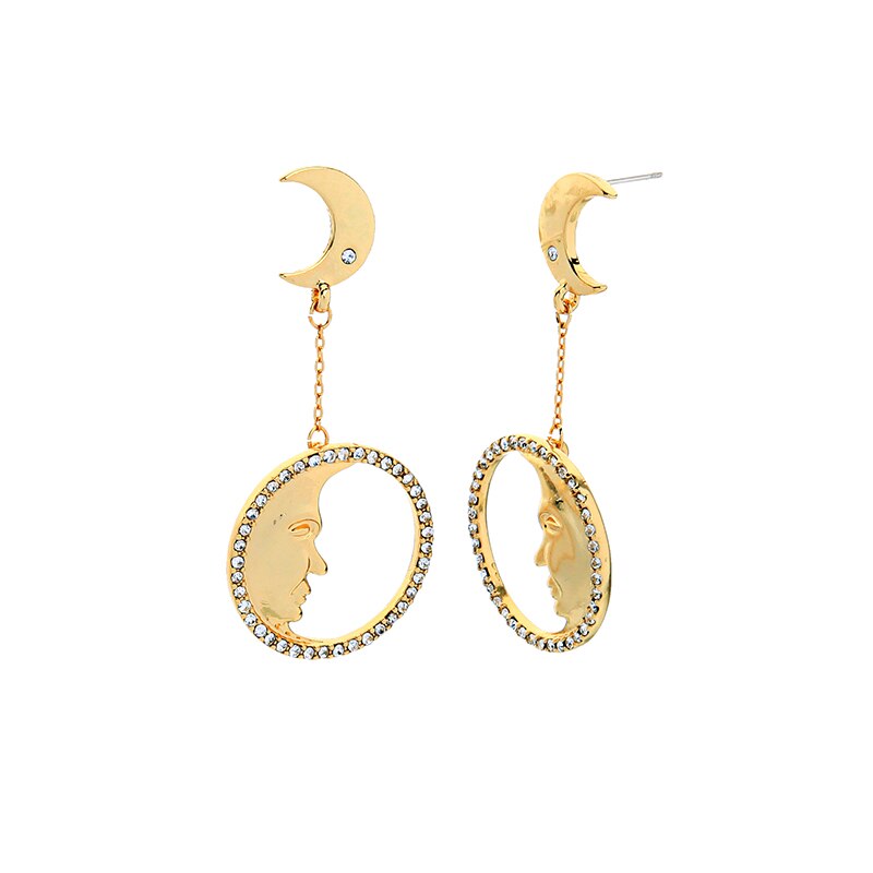 2019 Korean Fashion Jewelry Gold Color Alloy Face Dangle Earrings